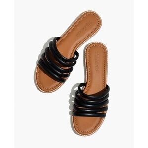 Madewell The Addie Leather Slide Strappy Sandal in Black Size 9